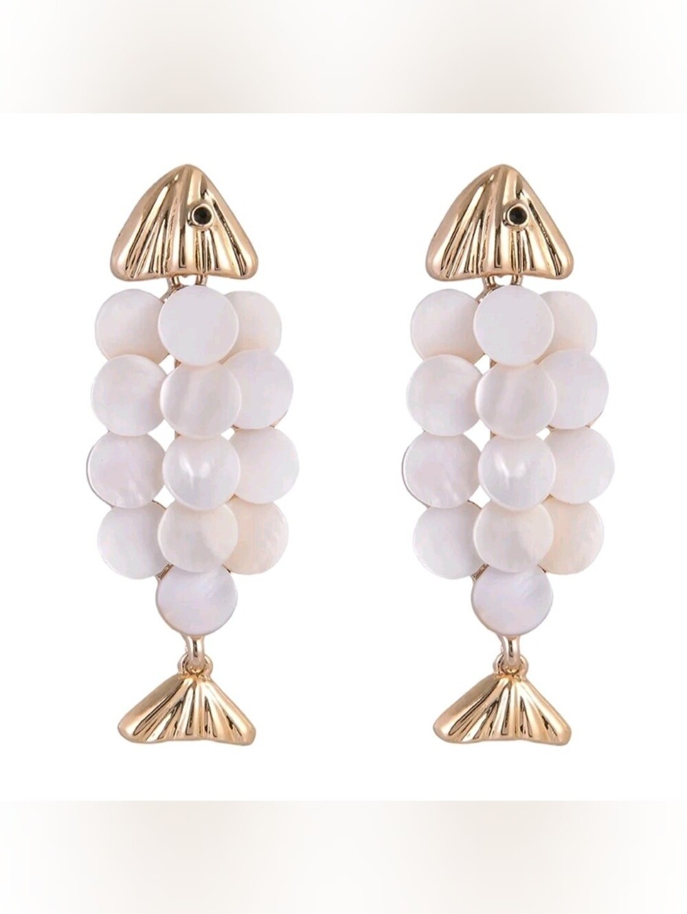 Time and Tru Goldtone Fish with Faux Shell Scales Earring